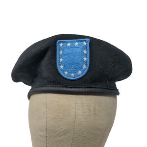 DSCP Men's Garrison Collection Military Army Beret Hat Black Patch